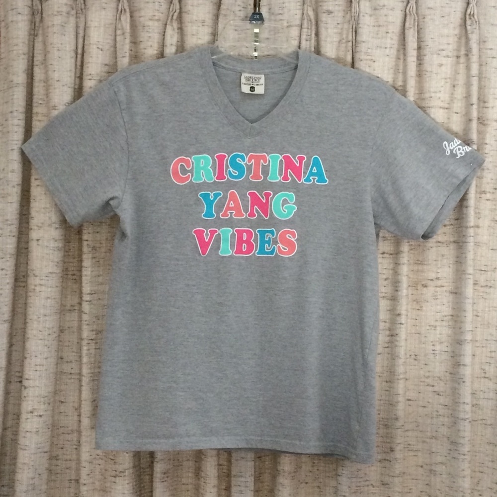 Jadelynn Brooke Cristina Yang Vibes Light Heather Gray Short Sleeve V-Neck Shirt